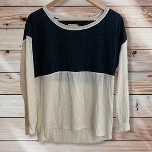 Chaser | Blue and Off-White Color-block Long-sleeve Tee | Sz M